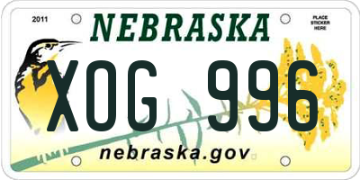 NE license plate XOG996