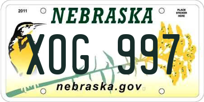 NE license plate XOG997