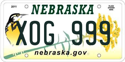 NE license plate XOG999