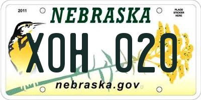NE license plate XOH020