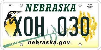 NE license plate XOH030