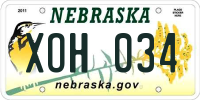 NE license plate XOH034