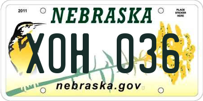 NE license plate XOH036