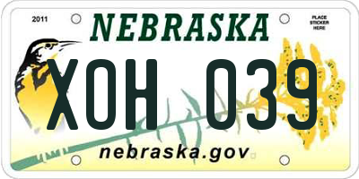 NE license plate XOH039