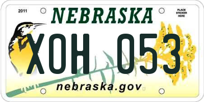 NE license plate XOH053