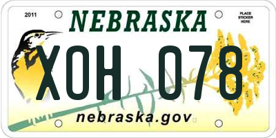 NE license plate XOH078