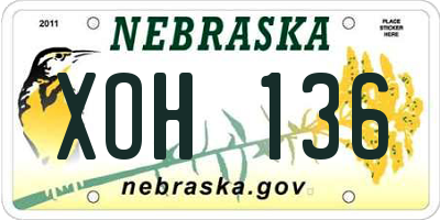 NE license plate XOH136