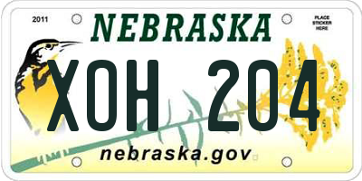 NE license plate XOH204
