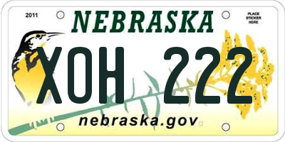 NE license plate XOH222
