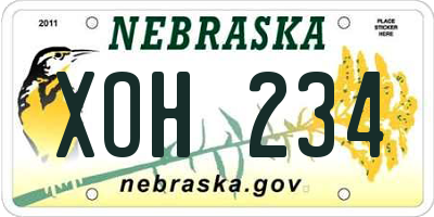 NE license plate XOH234