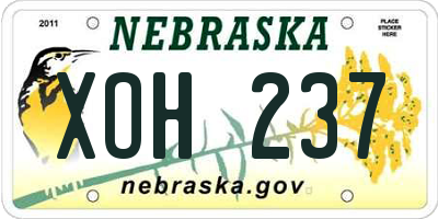 NE license plate XOH237