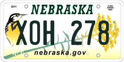 NE license plate XOH278