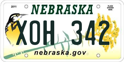 NE license plate XOH342