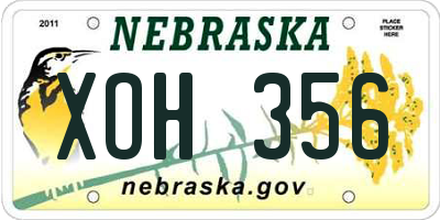 NE license plate XOH356