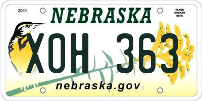 NE license plate XOH363