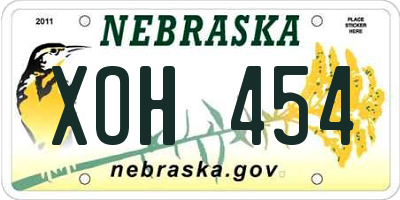 NE license plate XOH454