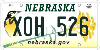 NE license plate XOH526