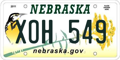 NE license plate XOH549