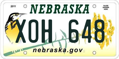 NE license plate XOH648