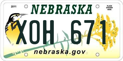 NE license plate XOH671