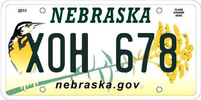 NE license plate XOH678