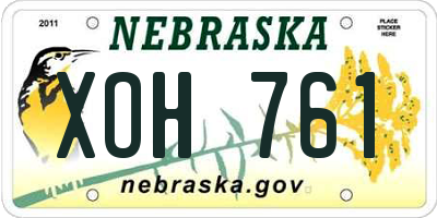 NE license plate XOH761