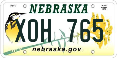NE license plate XOH765