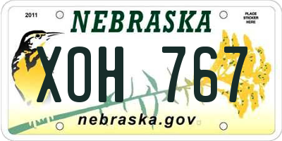 NE license plate XOH767
