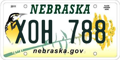 NE license plate XOH788