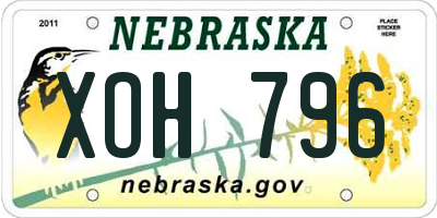 NE license plate XOH796