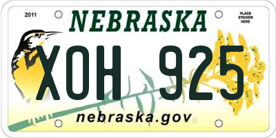 NE license plate XOH925