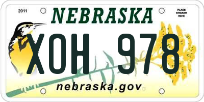 NE license plate XOH978