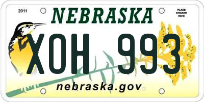 NE license plate XOH993