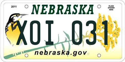 NE license plate XOI031