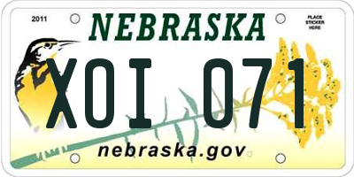 NE license plate XOI071