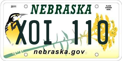 NE license plate XOI110