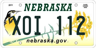 NE license plate XOI112