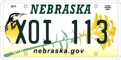 NE license plate XOI113
