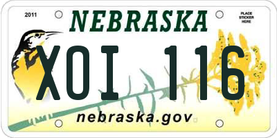 NE license plate XOI116
