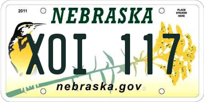 NE license plate XOI117