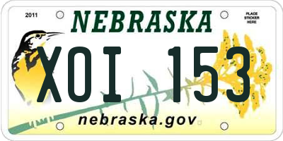 NE license plate XOI153