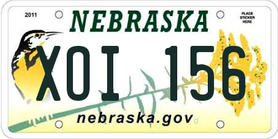 NE license plate XOI156