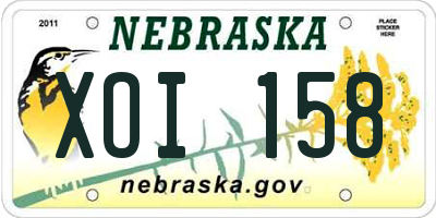 NE license plate XOI158
