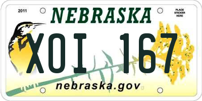 NE license plate XOI167