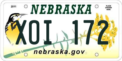 NE license plate XOI172