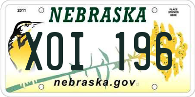 NE license plate XOI196