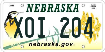 NE license plate XOI204