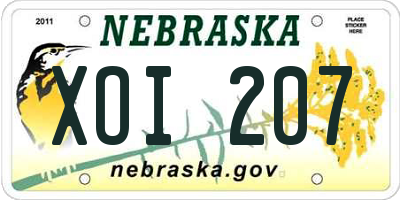 NE license plate XOI207