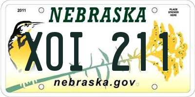NE license plate XOI211