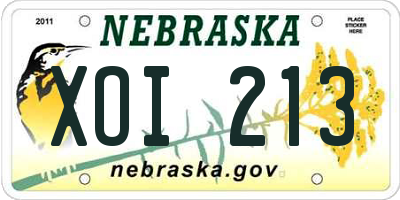 NE license plate XOI213